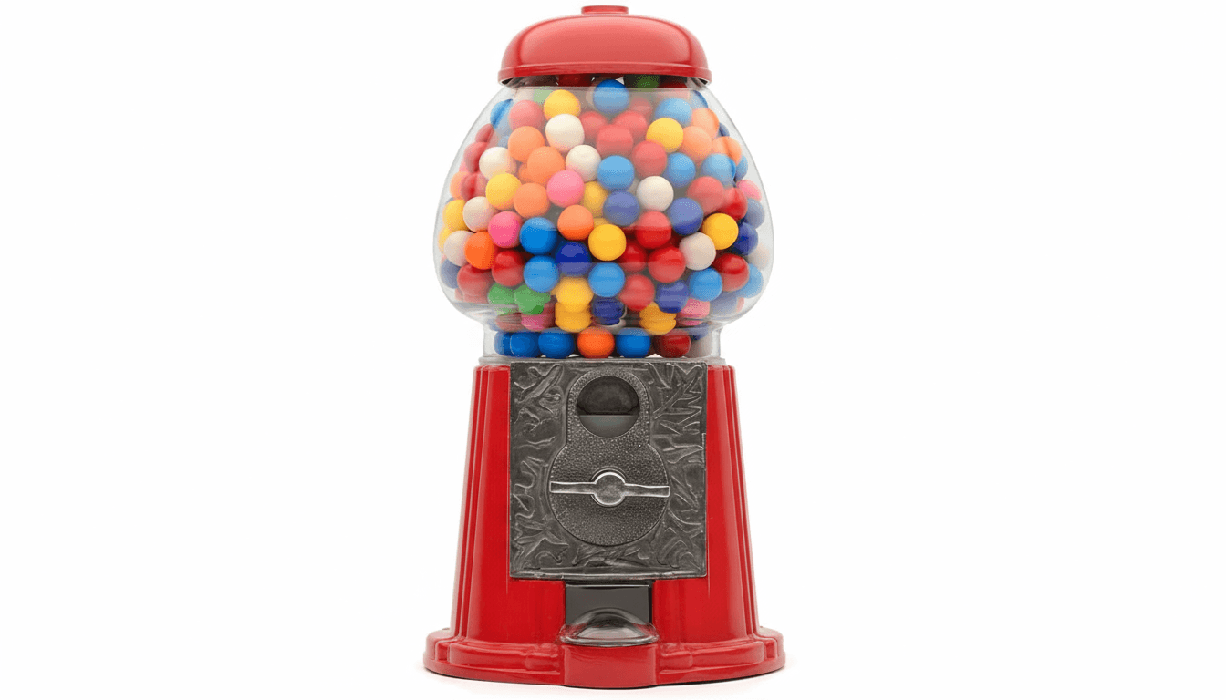 Retro candy dispenser filled with colourful sweets
